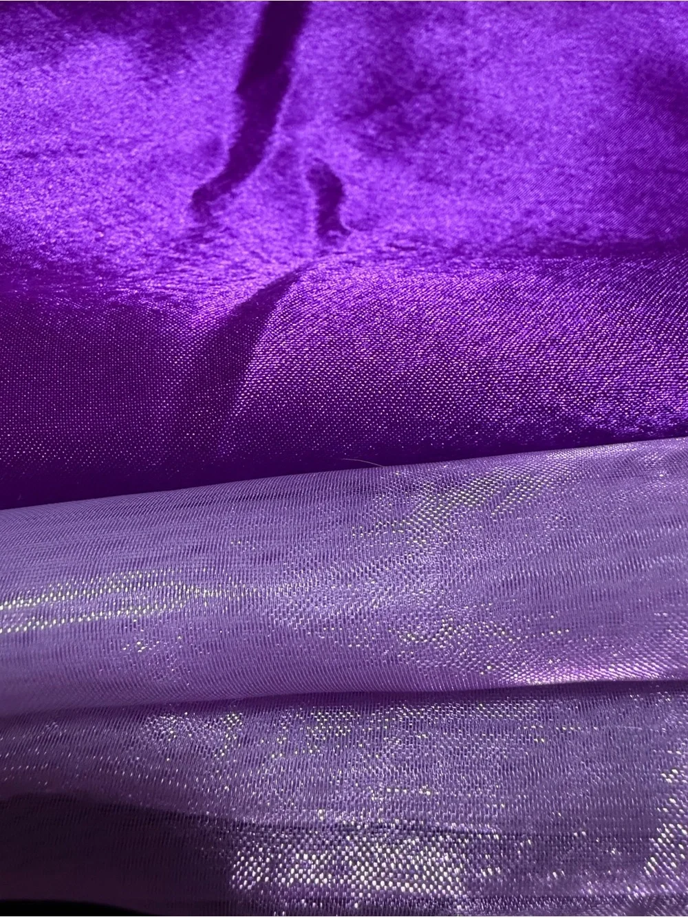 4 Yards : 2 yards each : Purple and Light Lavender Organza Party Fabric Set